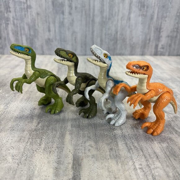 Jurassic World Park Fisher Price Imaginext Velociraptor Blue Dinosaur Figure Lot - Picture 1 of 6
